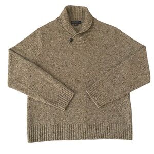 Brooks Brothers Men's Eclectic Grandpa Italian Wool Sweater Speckled Tan SZ M